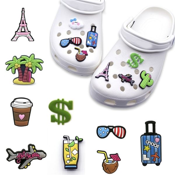 

high imitation 1pcs pvc charms cactus lagesunglassesjet plane shoe decoration accessories for jibz kids party 220707, White;pink