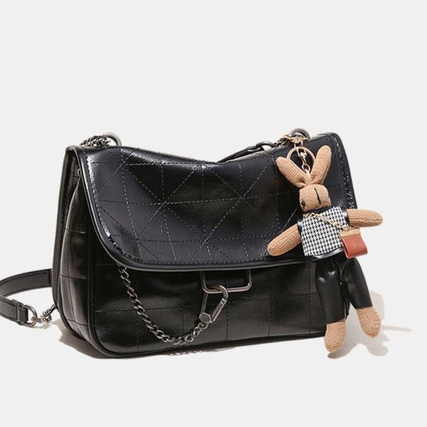 Borse da sera Xiuya Borsa a tracolla nera vintage Punk Fashion 2022 Autunno Crossbody per le donne Casual Pu Leather Chain Street Bolso MujerEvening