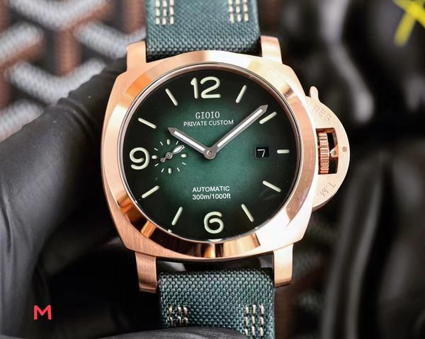 

mens mechanical automatic watch blue green leather luminous, Slivery;brown