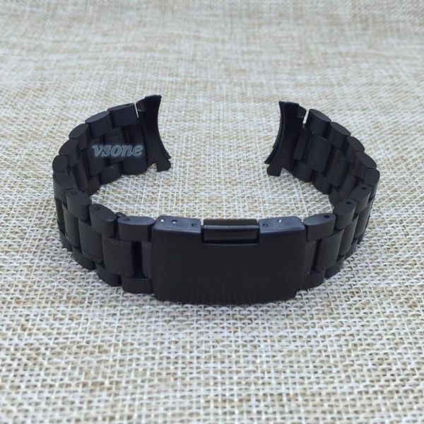 Cinturini per orologi 18mm 20mm 22mm 24mm Estremità curva Bracciale cinturino nero Solido cinturino in acciaio inossidabile Chiusura deployante Hele22