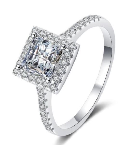 

18k plated gold princess cut diamond wedding engagement ring gold, Slivery;golden