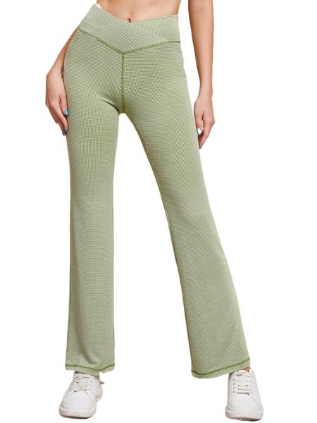 

overlap waist waffle knit pants d5bo#, Black;white