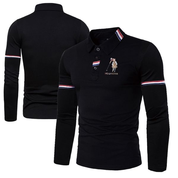 

hddhdhh polo print long sleeve shirt men s spring business workwear lapel t shirt 220719, White;black