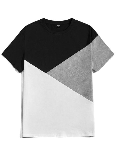 

men cut and sew round neck tee i5yz#, White;black