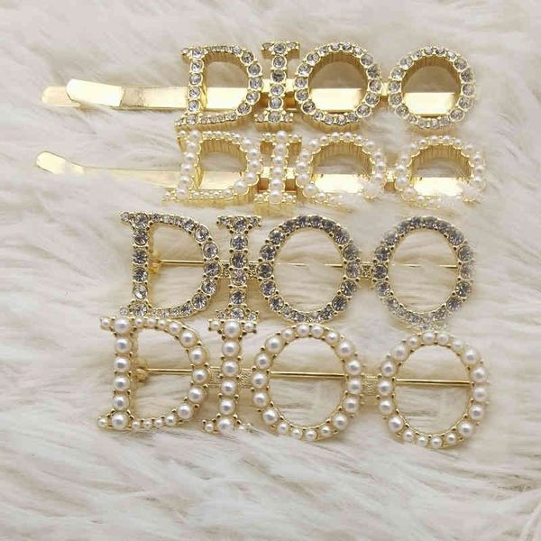

2022 factory wholesale new version high-grade light luxury simple pearl rhinestone brooch hairpin net red ins hair ornament female, Golden;silver