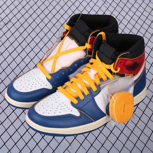 

2022 1s basketball shoes blue storm and forbidden wear jumpman1 x union designer independent brand women men high low trainer