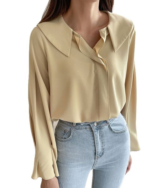 

dazy solid fold pleated blouse d2gj#, White