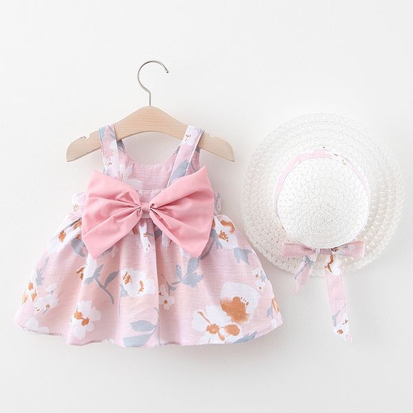 Estate 2022 BAMBINA Abito Floral Dress+Cappelli 2 pezzi Abiti per bambini Elegante abito per bambini Bambino Boldler CL 29