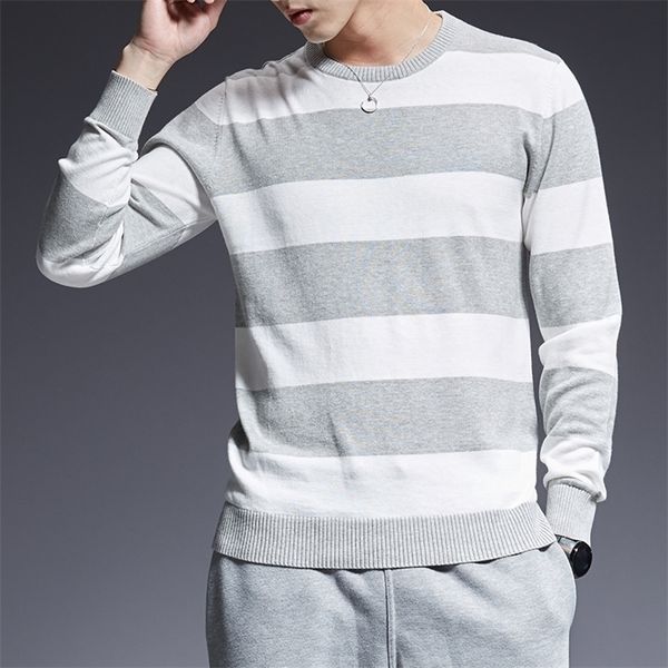 

fashion brand sweater for mens pullover striped slim fit jumpers knitred o-neck winter korean style casual mens clothes 201203, White;black