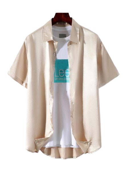 

men solid button up satin shirt without tee y9wd#, White;black