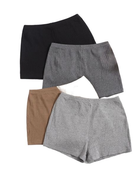 

4pcs rib-knit shorts b9nw#, White;black