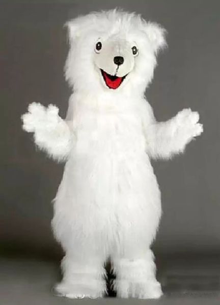 Costume della mascotte dell'orso polare di Halloween Cartone animato di alta qualità orsi bianchi Personaggio a tema anime in peluche Formato adulto Natale Carnevale Festa di compleanno Vestito operato