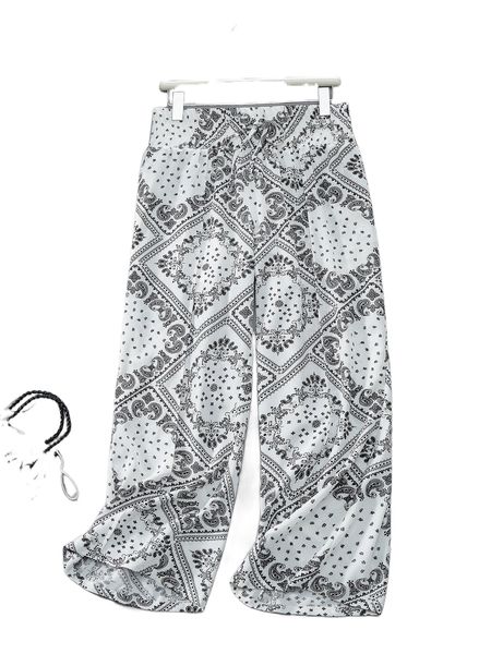 

plus paisley print wide leg pants o4mq#, Black