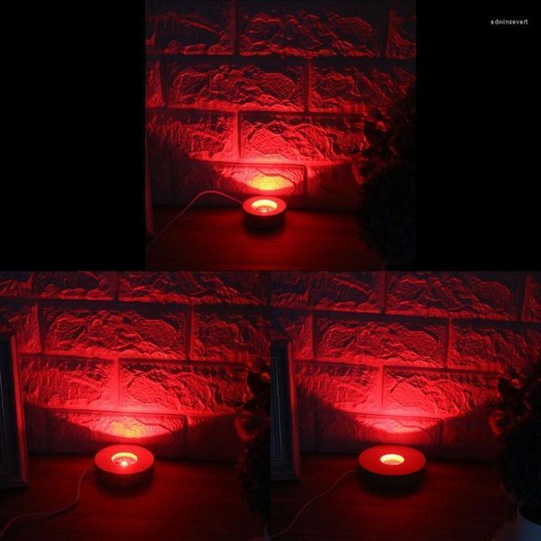 Bolsas de joalheria bolsas CPDD Resina Arte Exibir madeira LED Base ajustável 12 cores Luz do vaso RGB com controle remoto DIY NOITE EDWI22