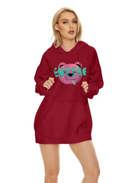 

letter & cartoon graphic drawstring hoodie t1rc#, Black