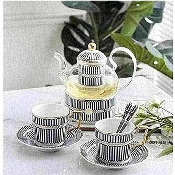 

cups & saucers european style teapot bone china coffee cup saucer set hand-painted striped ceramic english afternoon tea drinking12141