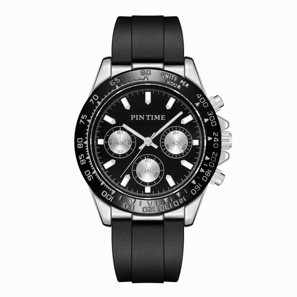 

black ceramic watch bezel premium men's automatic 40mm watch with case white disc bracelet foldover clasp water resistant super luminou, Slivery;brown