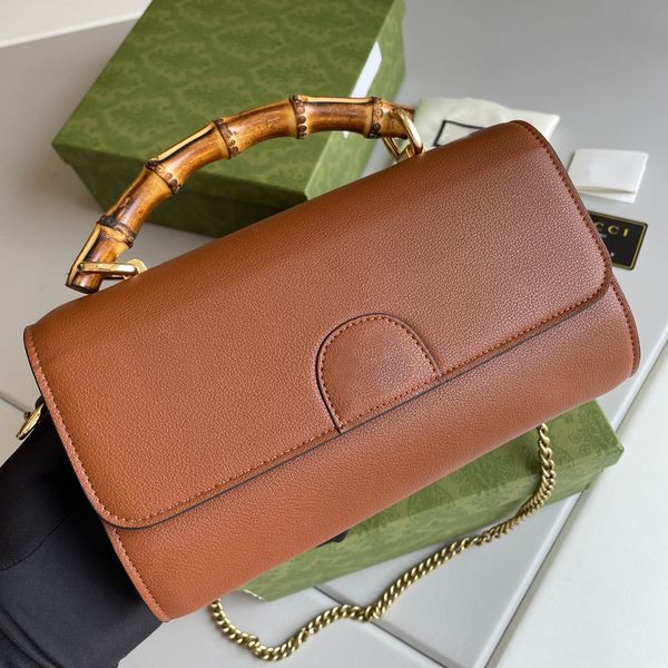 

fashion women bags genuine leather handbags bamboo handle luxury totes purse chain shoulder bags with box