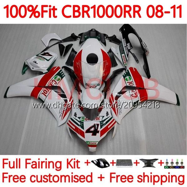 Corpo stampo ad iniezione per HONDA CBR1000 CBR 1000CC 1000 RR CC 08-11 Carrozzeria 113No.14 CBR-1000 CBR1000RR 08 09 10 11 CBR 1000RR 2008 2009 2010 2011 Carenatura OEM rosso castrol