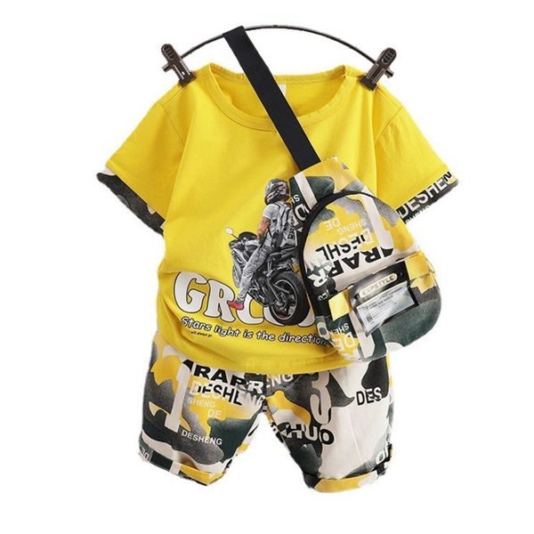 

summer children cartoon clothes baby boys girls fashion t shirt shorts 2pcs/sets kids infant cotton clothing toddler sportswear 220507, White