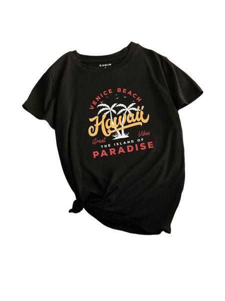

tropical and letter graphic tee x8ut#, White