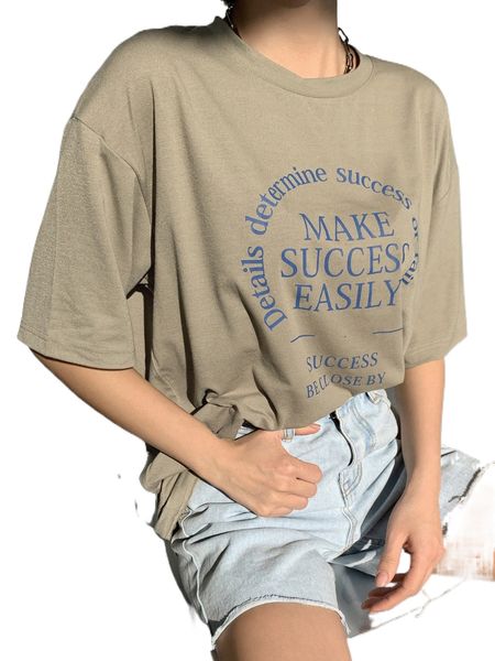 

dazy slogan graphic drop shoulder tee g63q#, White