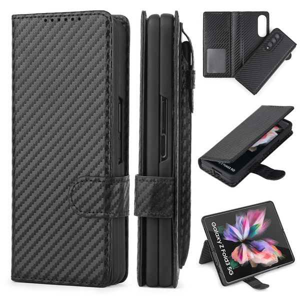 Custodie per telefoni in pelle magnetica a portafoglio per Samsung Galaxy Z Fold 3 5G Split Case Slot per schede con custodia protettiva per portapenne