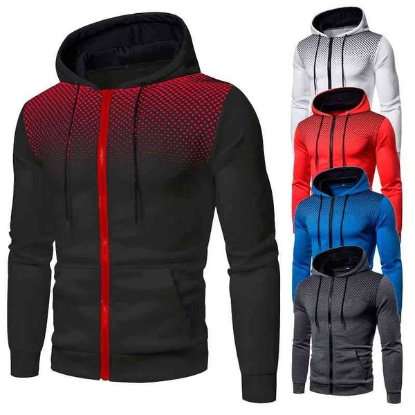 Herren-Kapuzenpullover mit Reißverschluss, Grafik-Reißverschlusstasche, Polka-Pot-Aufdruck, Sport, Outdoor, Freizeit, Alltag, schmale Sweatshirts