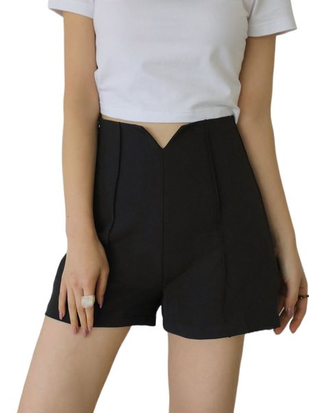 

dazy solid v-cut waist wide leg shorts u6ts#, White;black