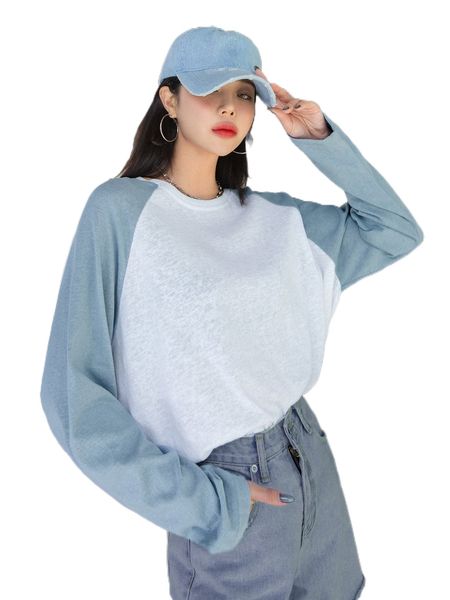 

dazy contrast raglan sleeve oversized tee 63bz#, White