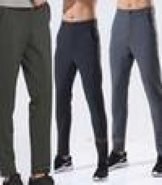 

designer lulu zipper lu32 fly long pants lu men running yoga outdoor gym pockets strousers slim high elastic sports fitness sweat