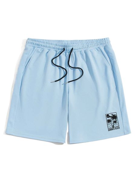 

men tropical & letter graphic track shorts d7yb#, White;black