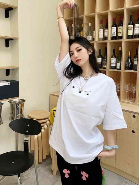 

factory direct sales new trendy luxury brand short sleeves street fashion art white2022 and summer environmental series leisure sports loose, White;black
