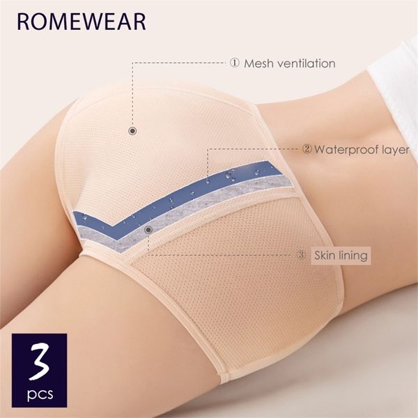 

3pcs women's menstrual period panties large plus size leak proof underpants female high waist underwear ladies 4xl 5xl lingerie 220511, Black;pink