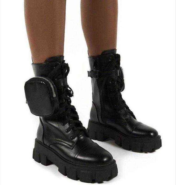 

women boot 's fashion new british style versatile medium boots motorcycle handsome straight riding 0709, Black