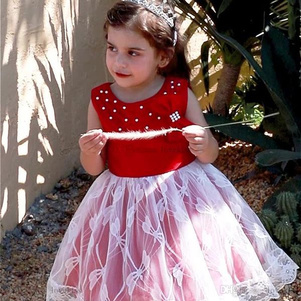 

girl's dresses baby girls formal fashion clothes children clothing infant skirt mesh puffy birthday p e18551, Red;yellow