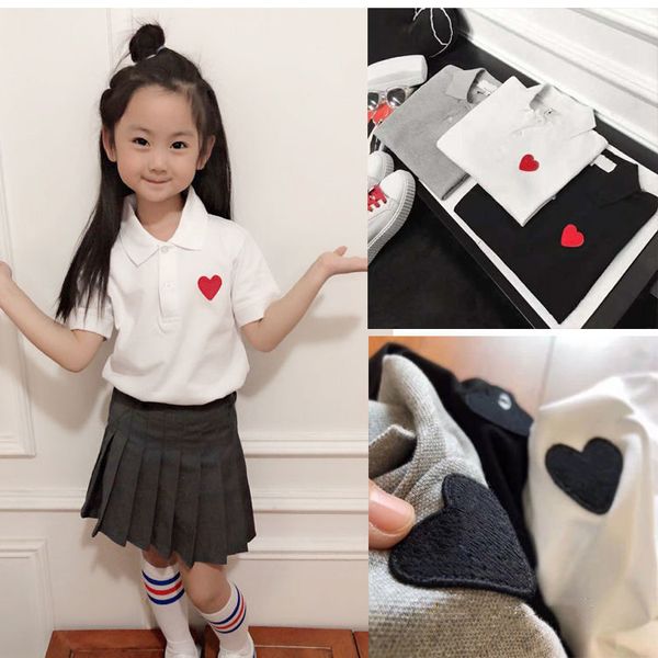 

childrens polos designer kids clothing pullover tees casual boy girl clothes red heart eyes 100% cotton shirt family matching size 80-150 xs, Blue