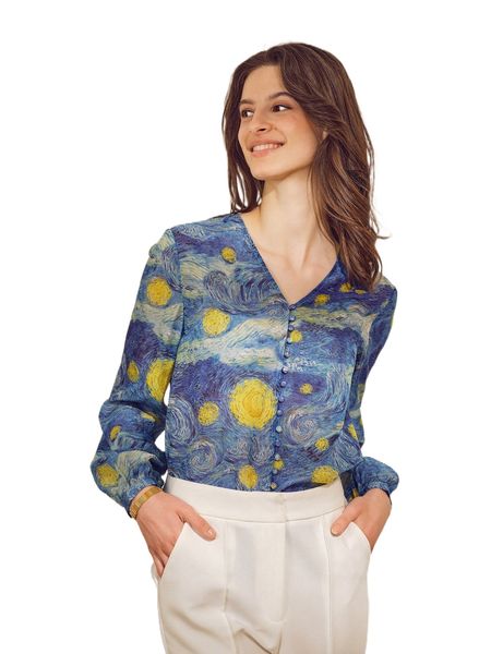 

motf premium 100% silk printed blouse g66p#, White