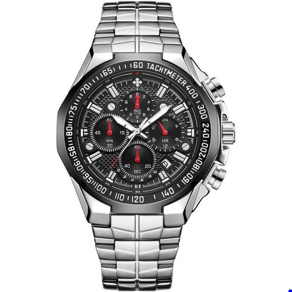 WWOOR High Quality Watch Seven Needle Man Motion Seção de aço traga quartzo no pulso impermeável relógio cronógrafo watches wholesales wristwatches w5