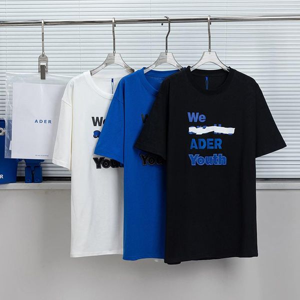 Camisetas masculinas azul azul preto bordado de bordado de bordado de grande tamanho, camiseta de erros de tamanhas de homens homens