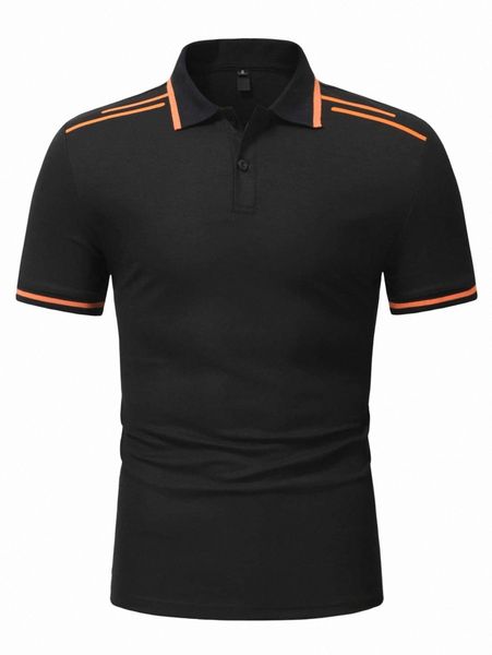 

men contrast trim polo shirt d3ay#, White;black