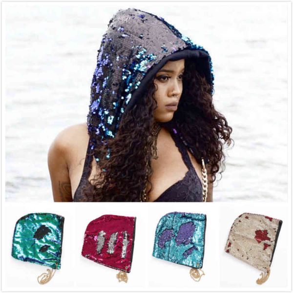

sequin mermaid fashion hat halloween dress up hood day hat (- 10), Blue;gray