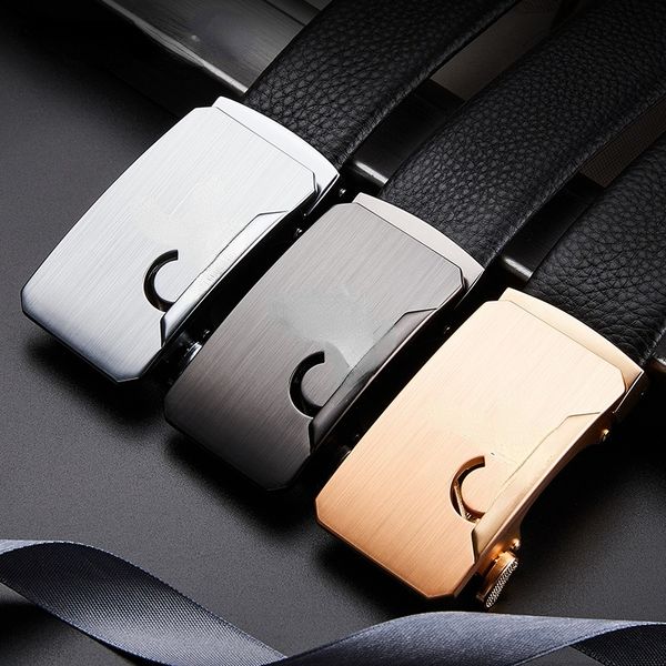 

famous brand belt men's leather business belt fashion automatic buckle young people's trend pants designer classic luxury paris, Black;brown