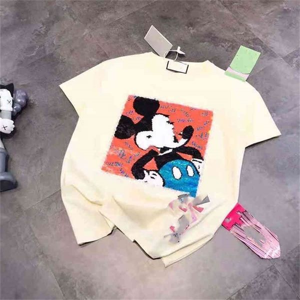 

2022 new special offer summer fashion magic sequin patch printed short sleeve t-shirt casual 062902 gn54, White