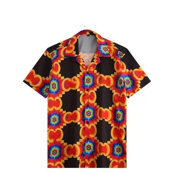 

luxury designer shirts mens geometric print bowling shirt hawaii floral casual shirts men slim fit short sleeve dress variety, White;black