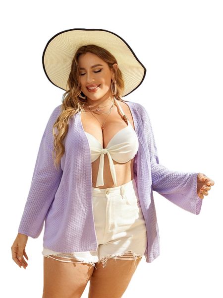 

plus drop shoulder kimono c9w3#, Black;gray