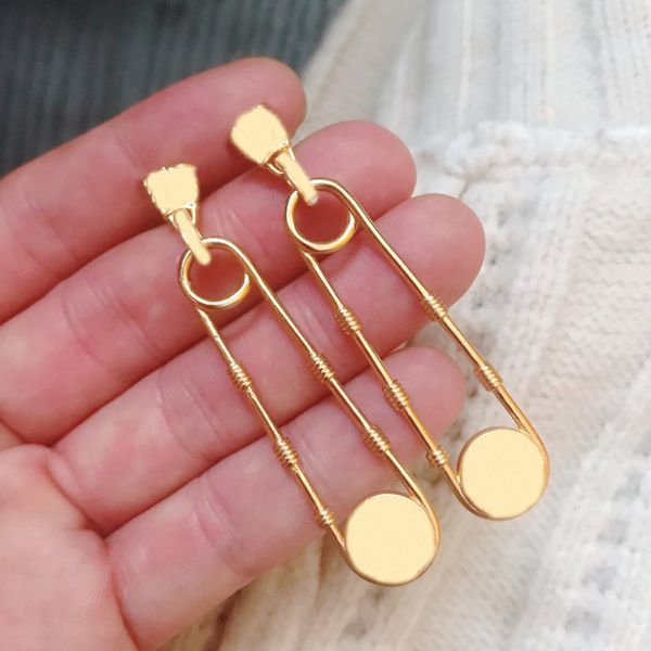 

designer earings for women gold paper clip pendent earrings fashion men dangle earring luxury hoops jewelry v studs 925 silver orecchini new