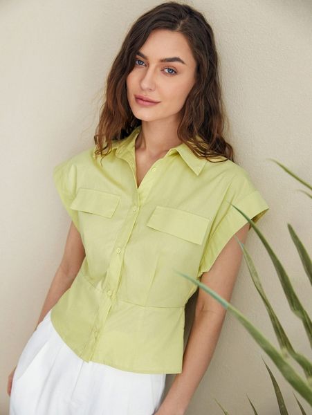 

flap detail dolman sleeve blouse 922a#, White