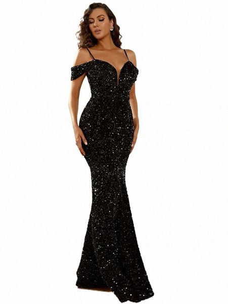 

missord cold shoulder sequin floor length formal dress p68w#, Black;gray