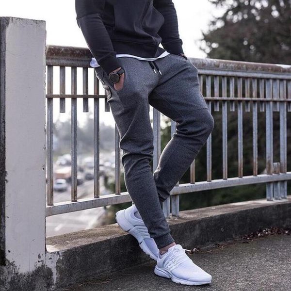 

2020 mens sweatpants autumn winter man gyms fitness bodybuilding joggers workout trousers men casual cotton pencil pants288o, Black